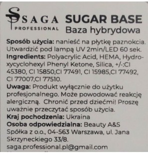Saga Sugar Base – Naturalny Efekt i Subtelny Brokat | Baza Hybrydowa 1