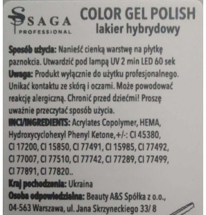 Saga Color Gel Polish 05 – Lakier hybrydowy kryjący w jednej warstwie