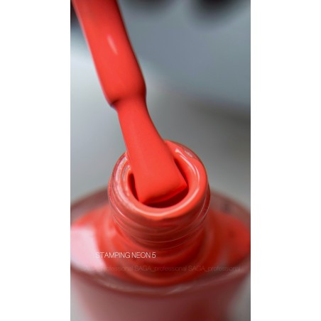 SAGA Stamping Neon 05 – Koralowo-różowy lakier do stempli 8 ml
