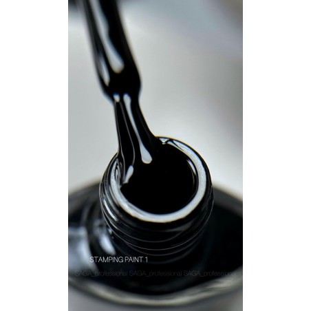 SAGA Stamping Black Sticky – Czarny lakier do stempli 8 ml z warstwą