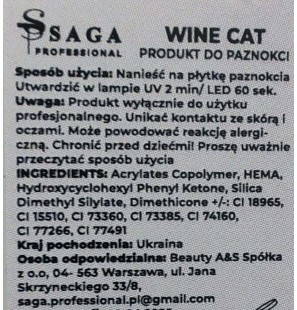 SAGA Wine Cat 01 - Lakier Hybrydowy 10 ml | Efektowny Manicure