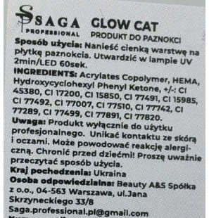 Saga Glow Cat 01 – Lakier hybrydowy z efektem niesamowitego blasku