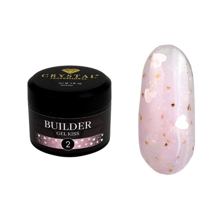 Crystal Builder Gel Kiss 02, 30 ml – Żel Budujący z Serduszkami UV/LED