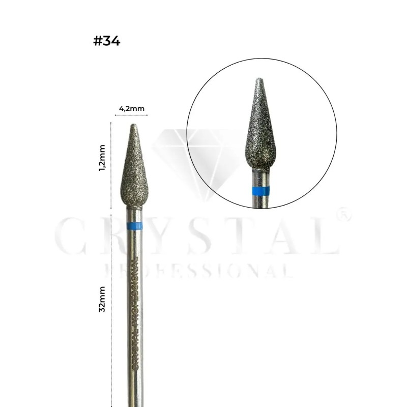 FREZ DIAMENTOWY KROPLA CRYSTAL, niebieska 4,2mm  34