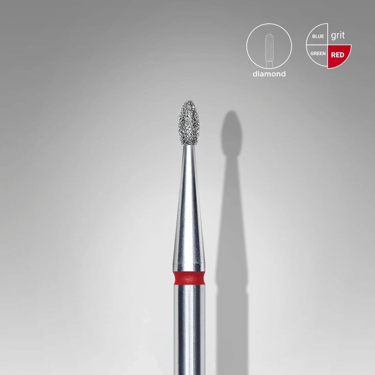 Frez diamentowy oliwka zaokrąglona czerwona 1,6mm/3,4mm FA50R016/3,4