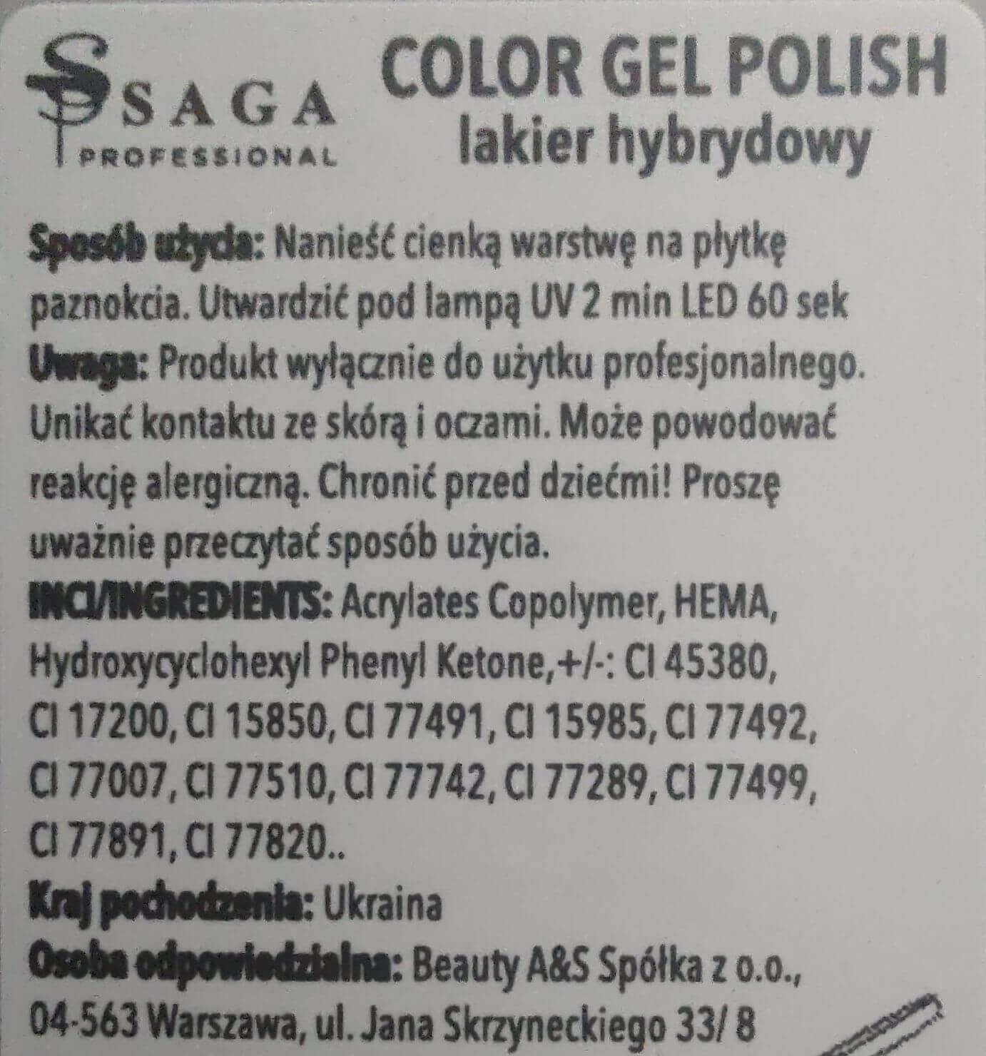 SAGA Professional Gel Polish Black, 10ml - obrazek 3